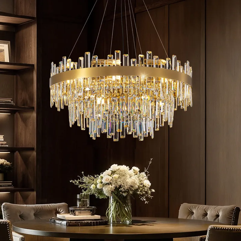 Aurum Luxury Layered Gold Crystal Chandelier — Sofary Lighting LED Pendant Lights 7.0W 