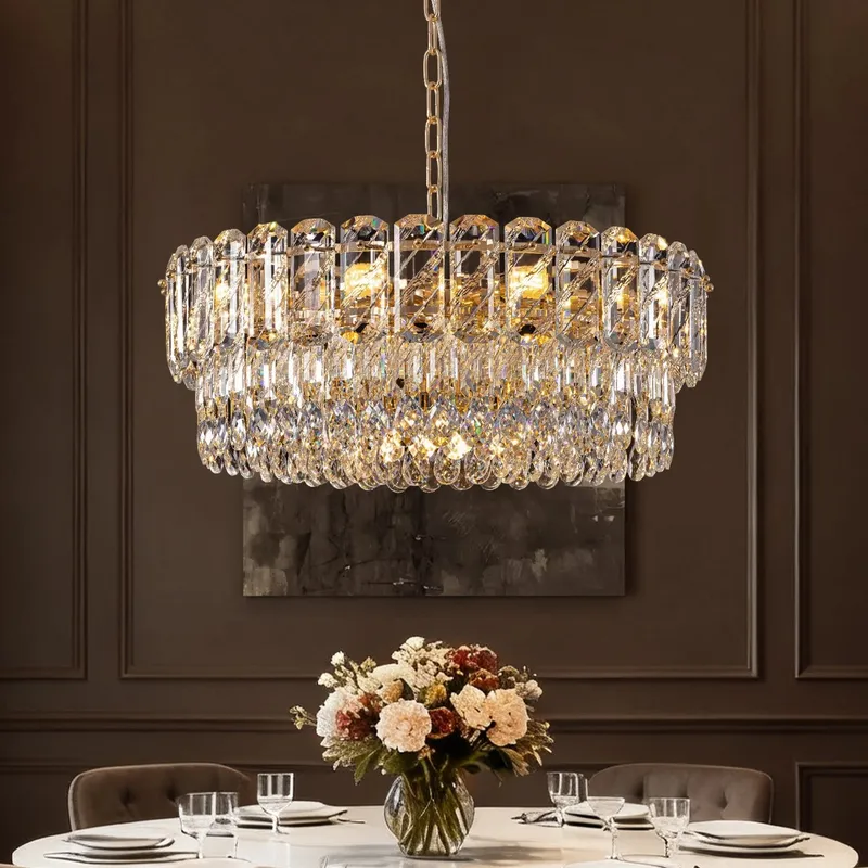 Elara Gold Crystal Round Chandelier — Sofary Lighting LED Pendant Lights 7.0W 