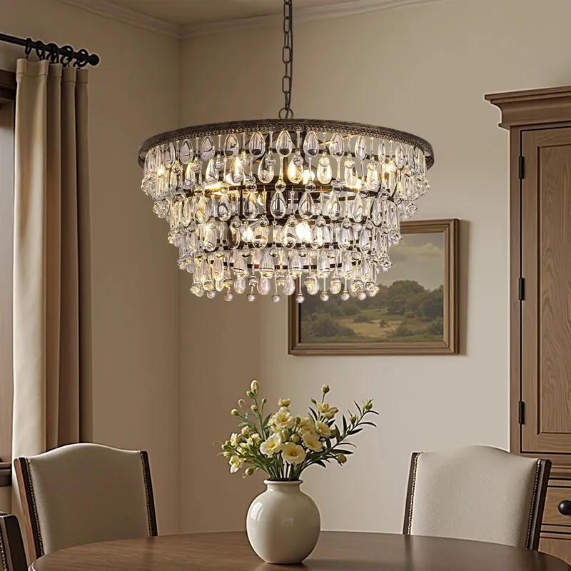 Celeste Crystal Teardrop Round Chandelier — Sofary Lighting LED Pendant Lights 7.0W 