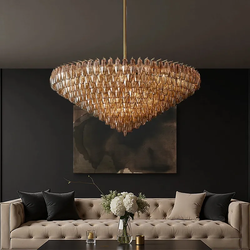 Chiara Glass Multi-Tier Round Chandelier — Sofary Lighting LED Pendant Lights 7.0W 