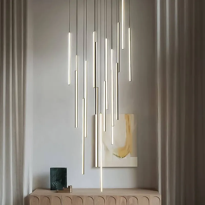 Modern Cluster Cylinder LED Pendant for Stairs — Sofary Lighting LED Pendant Lights  3000K