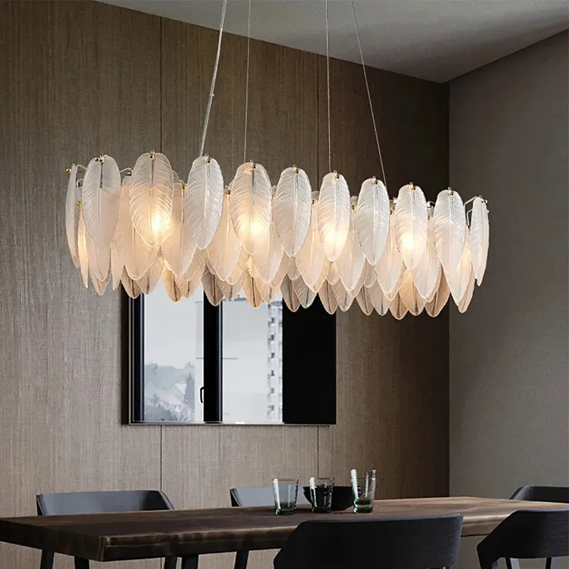 Luxury Linear Feather Glass Chandelier — Sofary Lighting LED Linear Lights 5.0W 