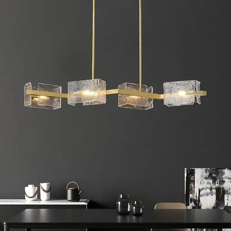 Modern Ripple Glass Linear Gold Chandelier — Sofary Lighting LED Linear Lights 7.0W 
