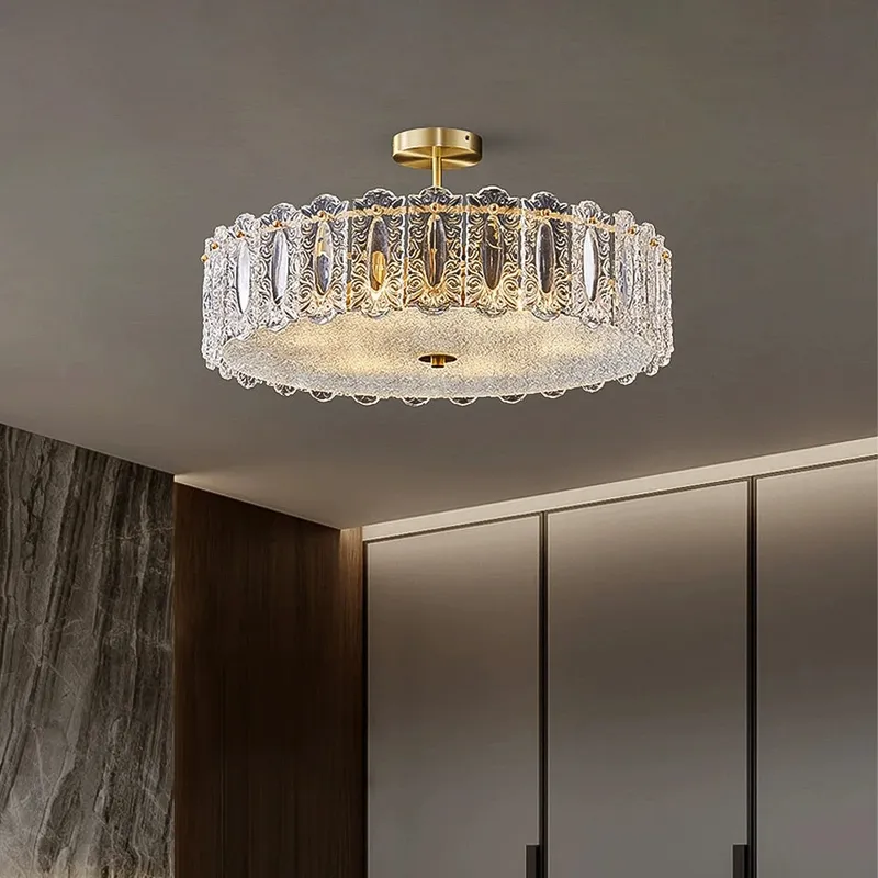 Seralyn Modern Art Deco Gold Glass Round Flush Mount Chandelier — Sofary Lighting LED Pendant Lights 7.0W 
