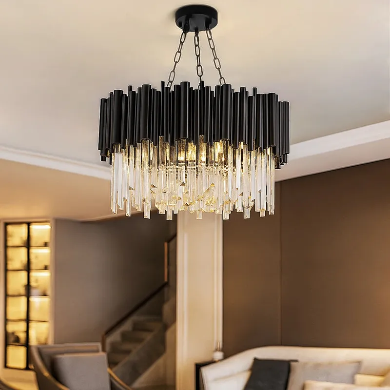 Statement Black and Crystal Chandelier — Sofary Lighting LED Pendant Lights 7.0W 