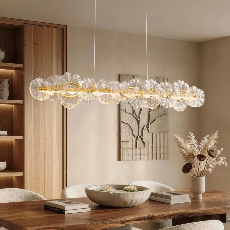 Contemporary Linear Glass Flower Chandelier — Sofary Lighting LED Linear Lights 36.0W 3000K
