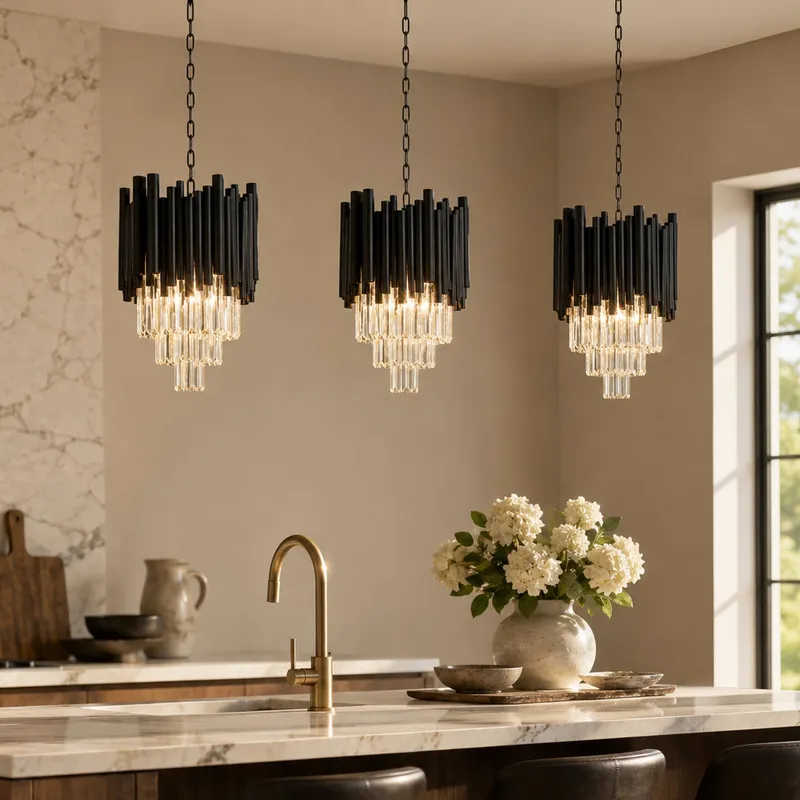 Modern Black Crystal Pendant Light — Sofary Lighting LED Pendant Lights 7.0W 