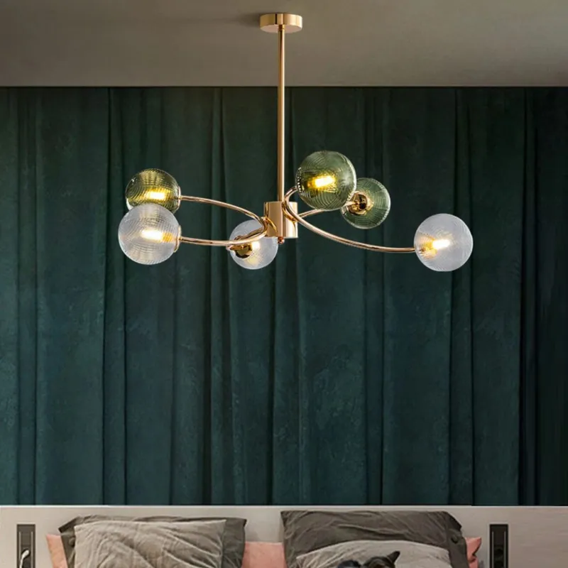 Mid-Century Green Sputnik Globe Chandelier — Sofary Lighting LED Pendant Lights 7.0W 