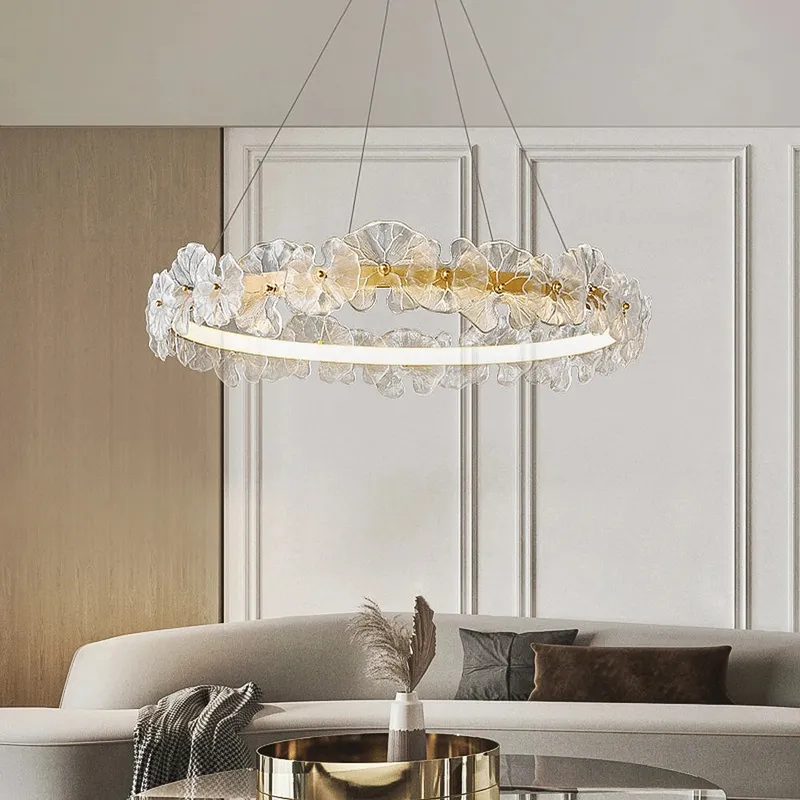 Modern Floral Glass Petal Chandelier — Sofary Lighting LED Pendant Lights 62.0W 3000K