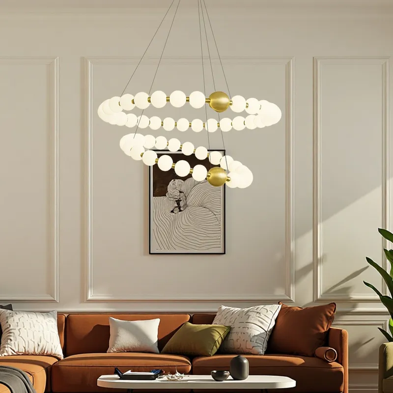 Opulent Two Tier Round Pearl Chandelier — Sofary Lighting LED Pendant Lights 90.0W 3000K