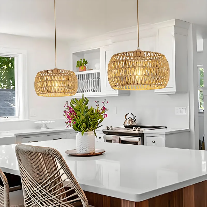 Farmhouse Basket Weave Chandelier — Sofary Lighting LED Pendant Lights 7.0W 