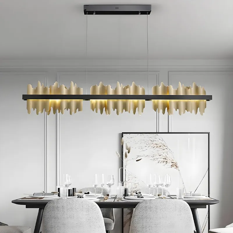 Iceberg Industrial Linear Chandelier-Black & Gold Finish — Sofary Lighting LED Linear Lights 80.0W 3000K