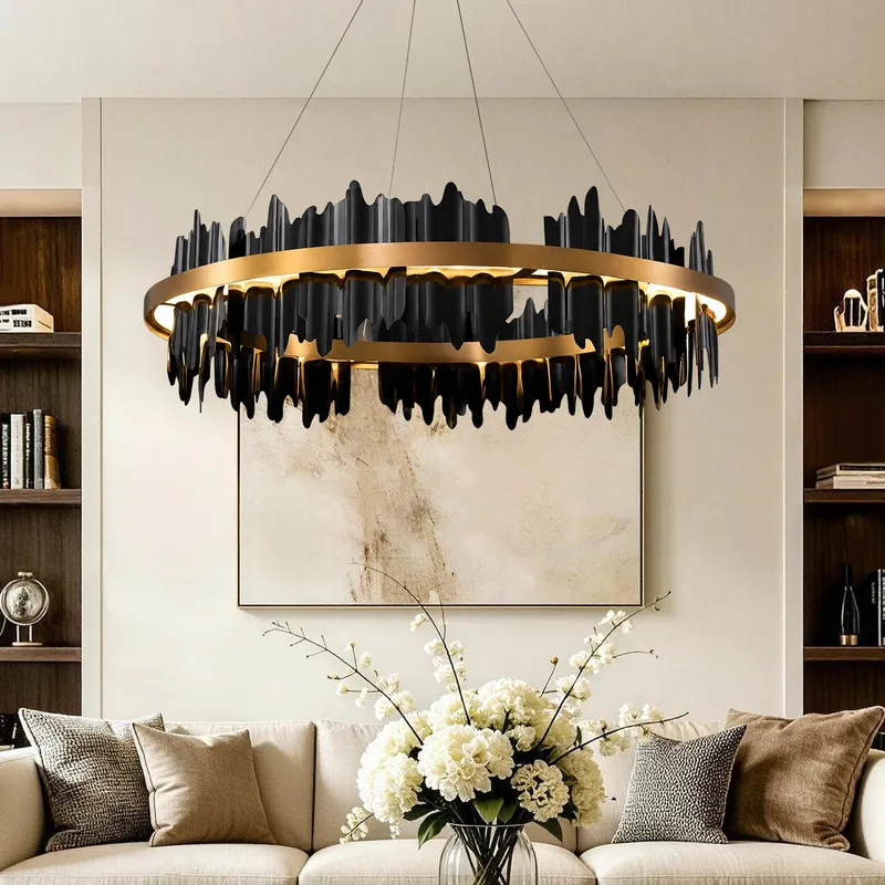 Iceberg Round Gold Black Chandelier — Sofary Lighting LED Pendant Lights 60.0W 3000K