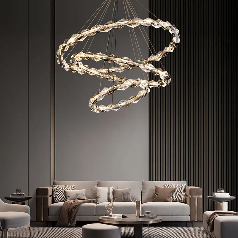 Crystal Ring Chandelier with Faceted Edge Design – Available in Multiple Sizes — Sofary Lighting LED Pendant Lights  3000K