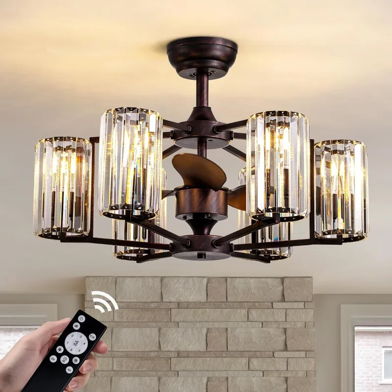 LumiBreeze 27" Crystal Fan Chandelier — Sofary Lighting LED Pendant Lights  