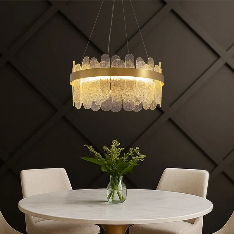 Modern Dual Tier Round Gold Chandelier — Sofary Lighting LED Pendant Lights  