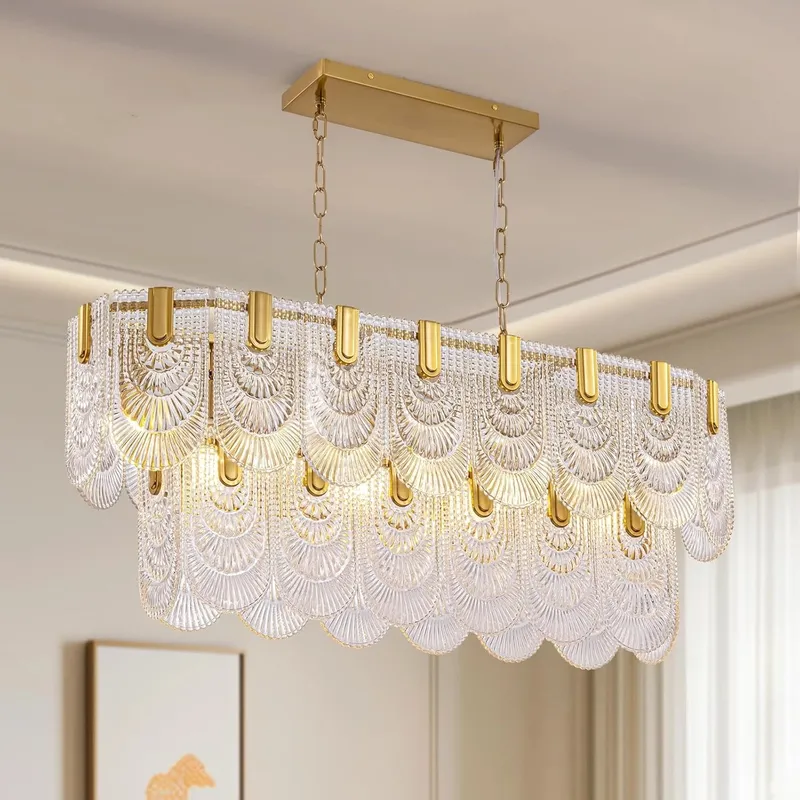 Avelune Modern Scalloped Glass Layered Fringe Chandelier — Sofary Lighting LED Pendant Lights 360.0W 