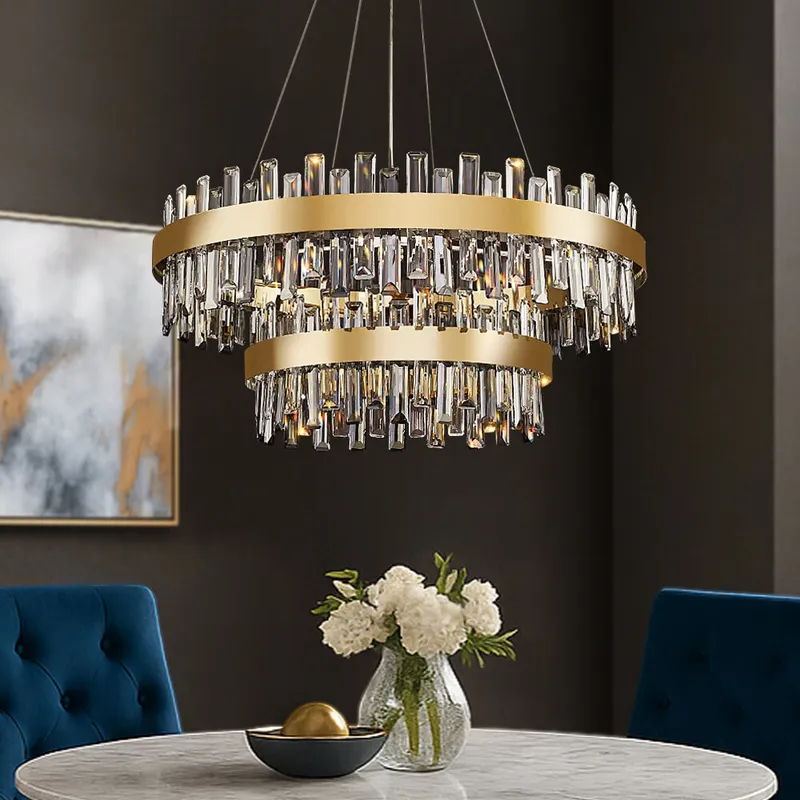 Aurum Luxury Dual-Tier Crystal Chandelier — Sofary Lighting LED Pendant Lights  3000K