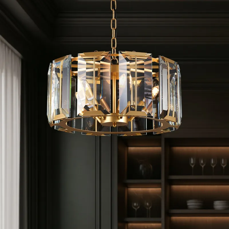 Prisma Elegance Gold Crystal Chandelier — Sofary Lighting LED Pendant Lights 7.0W 