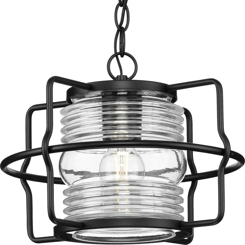 Keegan Collection One-Light Clear Glass Outdoor Hanging Lantern — Progress Lighting LED Landscape Lights  
