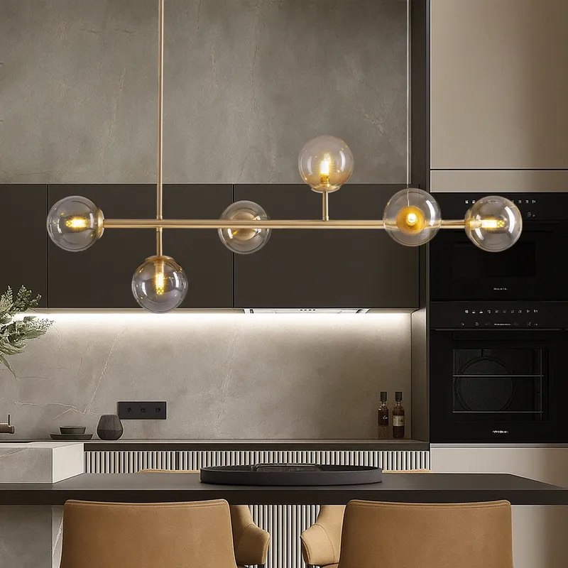 Gradient Glass Globe Chandelier for Dining Room — Sofary Lighting LED Linear Lights  