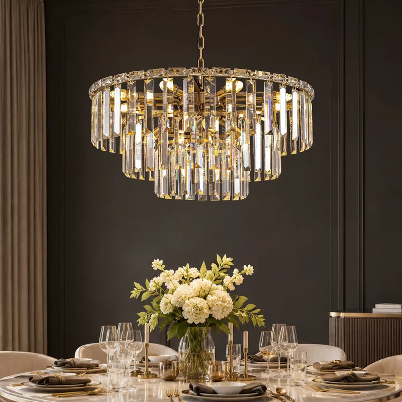 Diora Elegance Gold Crystal Chandelier — Sofary Lighting LED Pendant Lights 7.0W 
