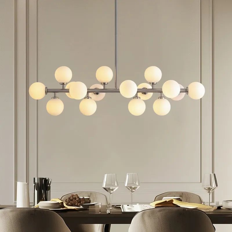 Polished Nickel Glass Globe Sputnik Chandelier — Sofary Lighting LED Pendant Lights 5.0W 