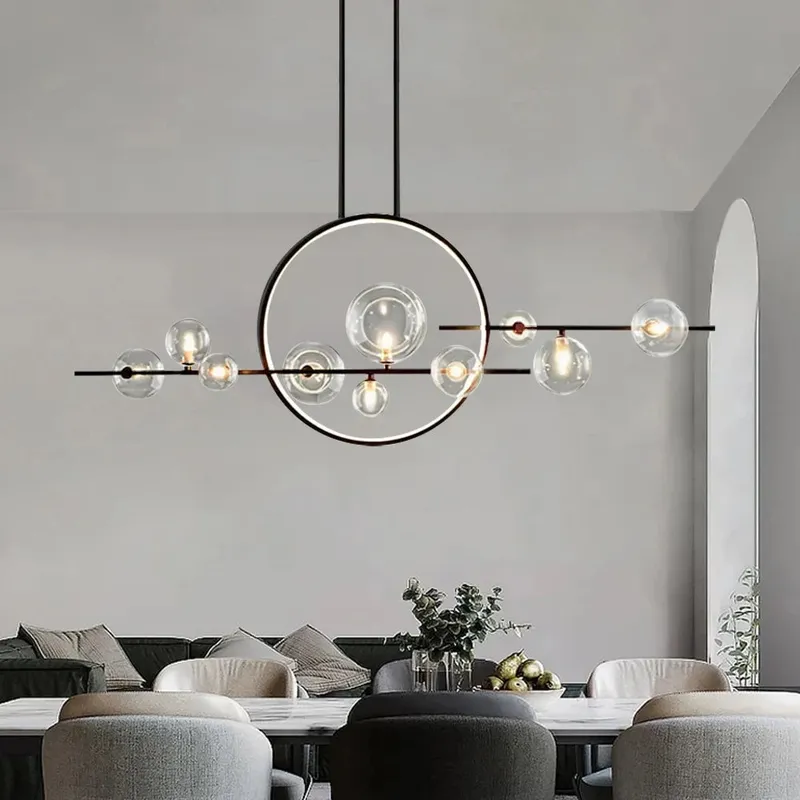 Modern Halo Chandelier with Glass Globes — Sofary Lighting LED Linear Lights 5.0W 3000K