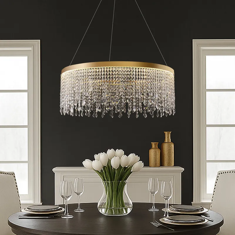 Luxurious K9 Crystal Gold Ring Chandelier LED Ceiling Lighting — Sofary Lighting LED Pendant Lights 30.0W 