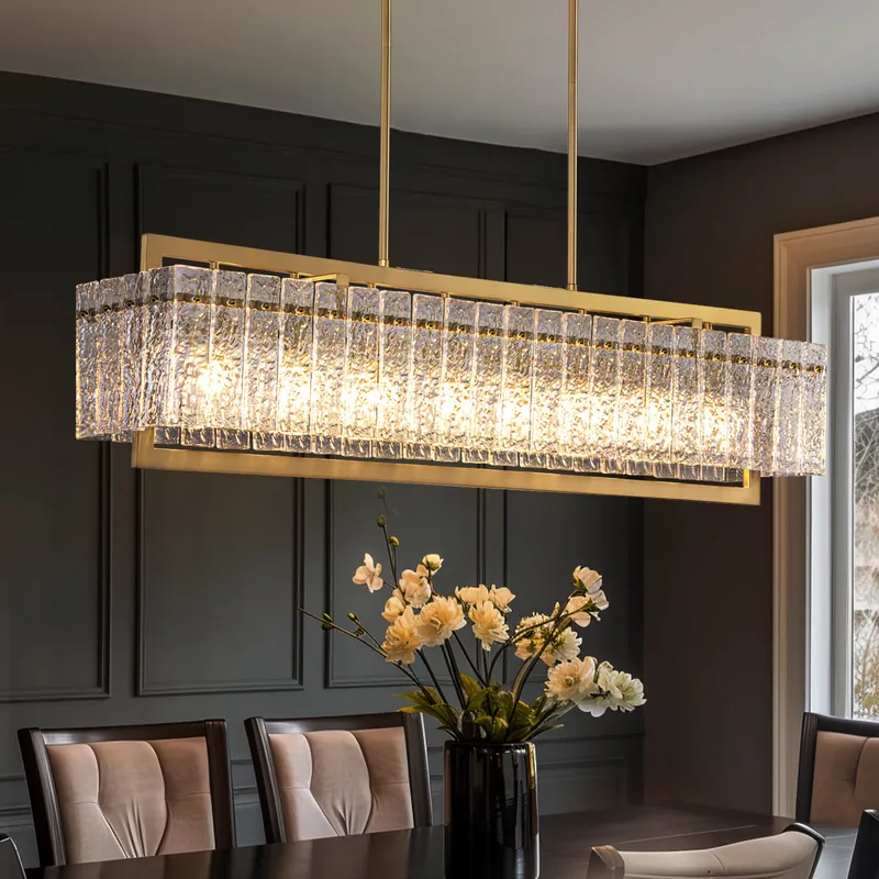 Velluna Crystal Rectangular Chandelier — Sofary Lighting LED Pendant Lights 7.0W 