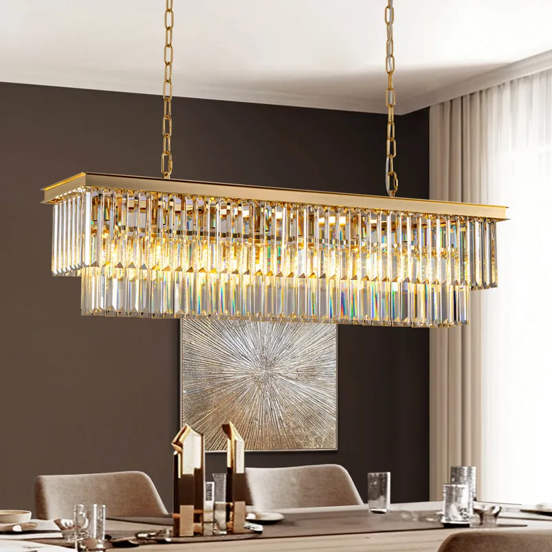Vespera Crystal Rectangular Chandelier — Sofary Lighting LED Pendant Lights 7.0W 