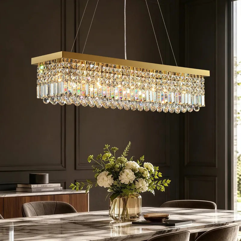 Elandor Crystal Rectangular Chandelier — Sofary Lighting LED Pendant Lights 7.0W 