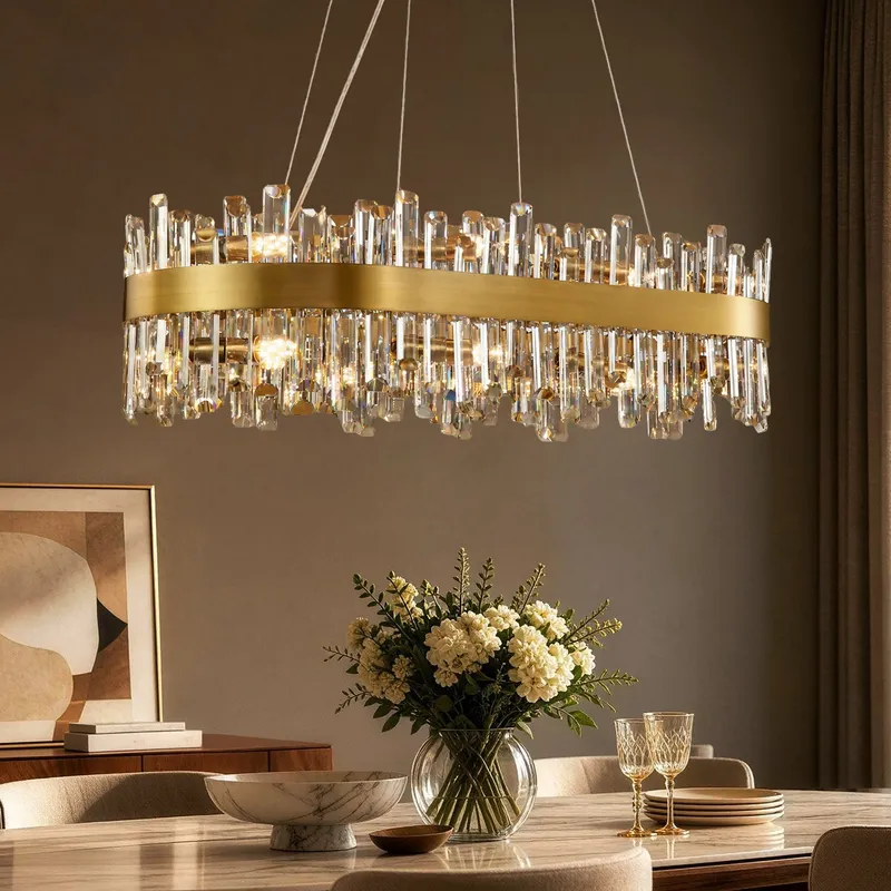 Luxora Elegance Gold Crystal Chandelier — Sofary Lighting LED Pendant Lights 7.0W 