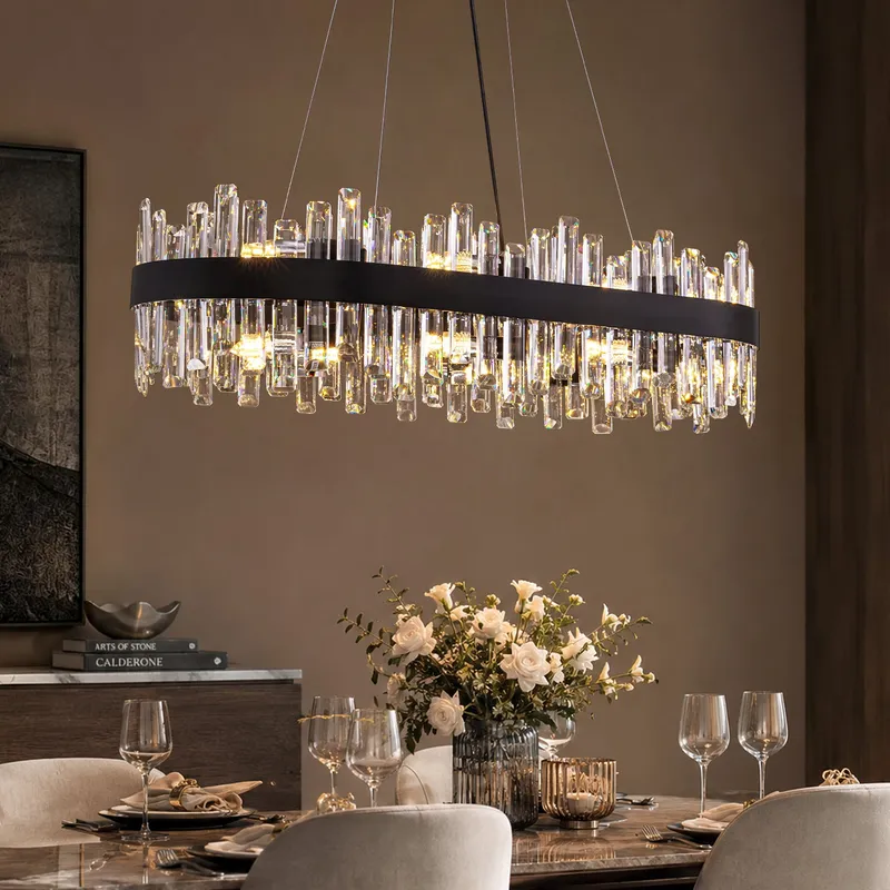 Luxora Modern Black Crystal Chandelier — Sofary Lighting LED Pendant Lights 7.0W 