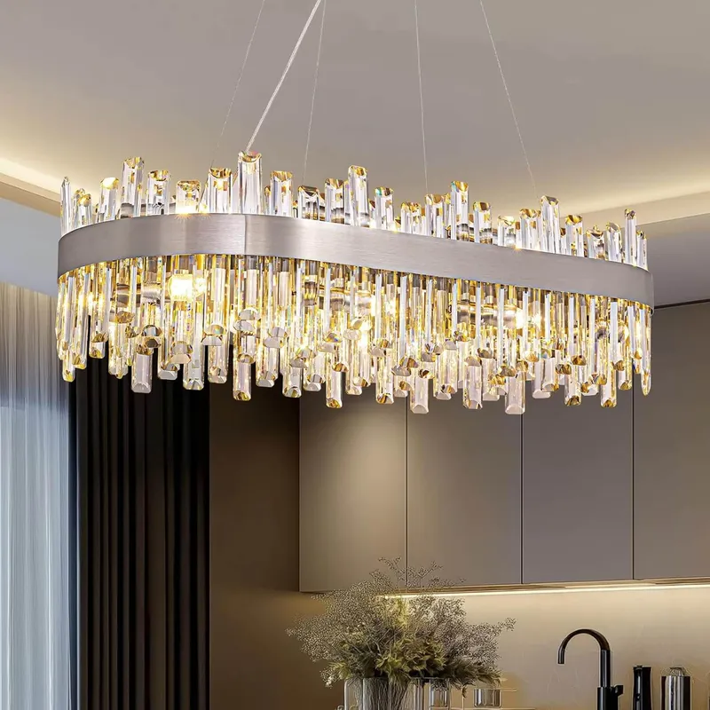 Luxora Elegance Brushed Nickel Crystal Chandelier — Sofary Lighting LED Pendant Lights 7.0W 