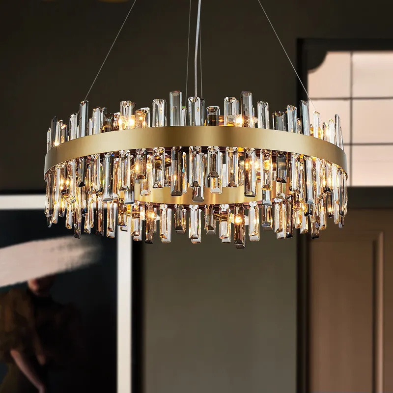Aurum Luxury Dual-tone Crystal Chandelier (Clear/ Smoky Gray) — Sofary Lighting LED Pendant Lights 7.0W 