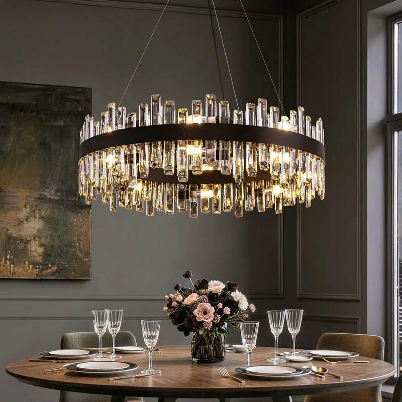 Aurum Modern Black Crystal Chandelier — Sofary Lighting LED Pendant Lights 7.0W 