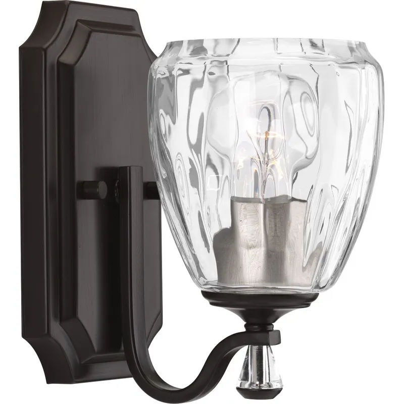 Anjoux Collection One-Light Clear Water Glass Bath Vanity Light — Progress Lighting LED Wall Lights  