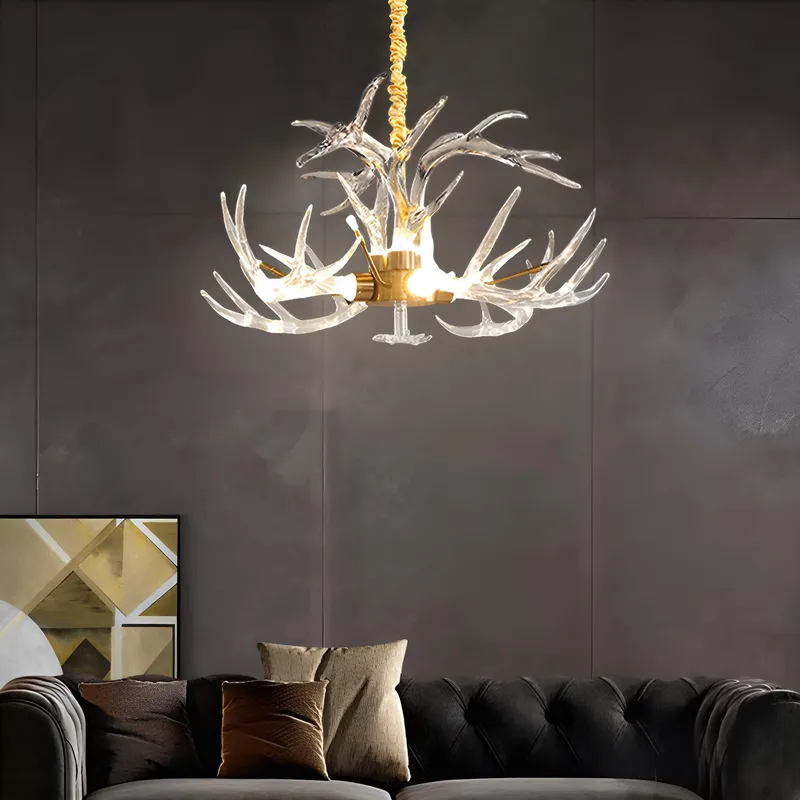 7-Light Resin Deer Horn Antler Ceiling — Sofary Lighting LED Pendant Lights 5.0W 6000K
