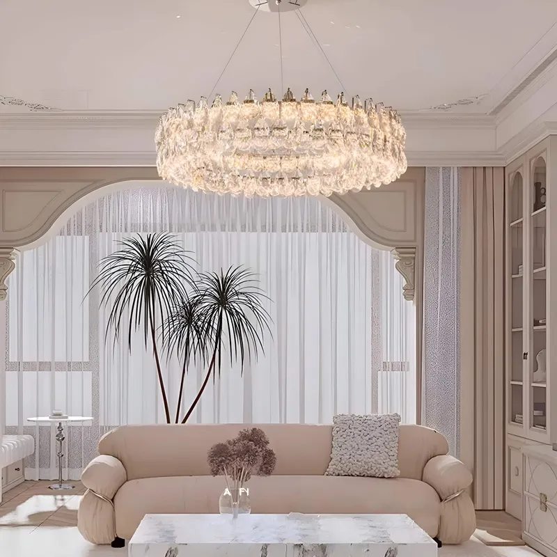 One Ring Crystal Pendant Light Living Room — Sofary Lighting LED Pendant Lights 45.0W 3000K