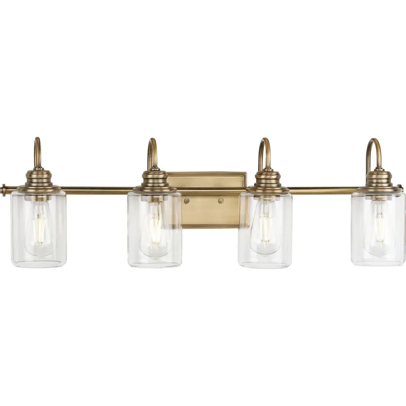Aiken Collection Four-Light Clear Glass Bath Vanity Wall Light — Progress Lighting LED Wall Lights  