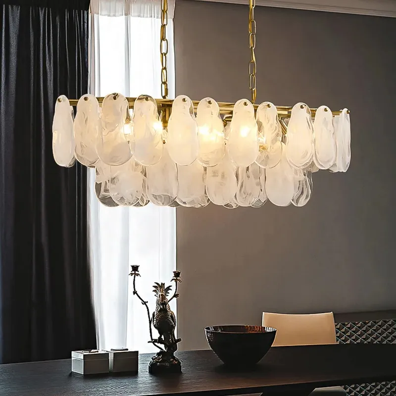 Oval Glass Chandelier Kitchen Island Lighting Fixture — Sofary Lighting LED Pendant Lights 7.0W 