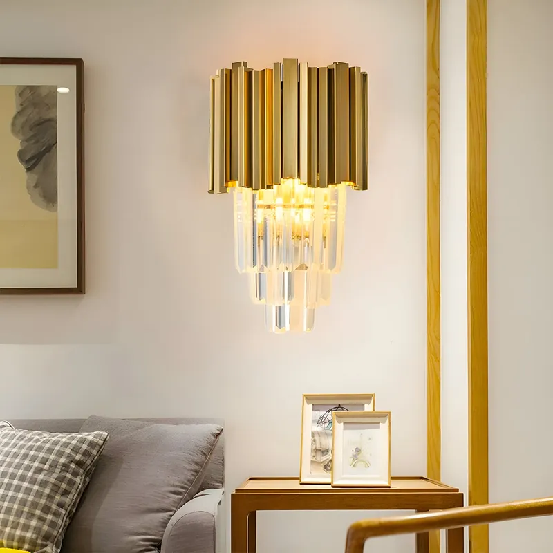 Elegant Gold Crystal Wall Sconce Modern Art Wall Mount Lamp — Sofary Lighting LED Wall Lights 7.0W 
