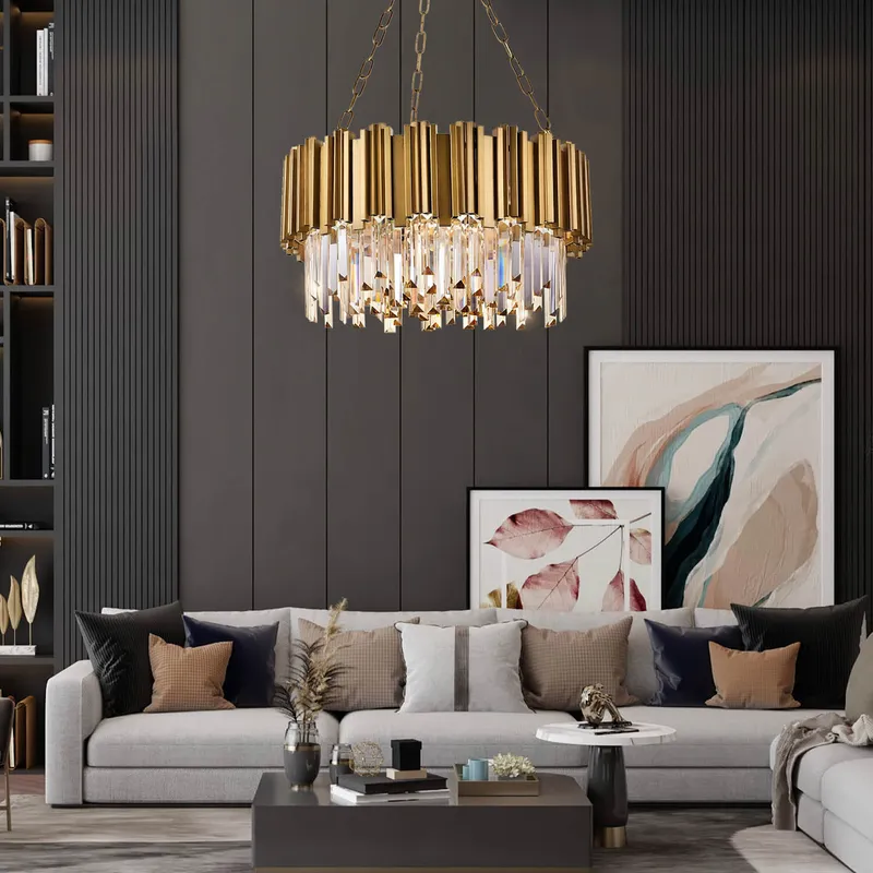 Modern Gold Luxury Crystal Large Chandeliers for Living Room and Bedroom — Sofary Lighting LED Pendant Lights 7.0W 
