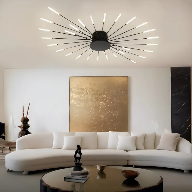 Modern LED Flush Mount Firework Ceiling Light with Metal Acrylic Sputnik Shape — Sofary Lighting LED Pendant Lights  4500K