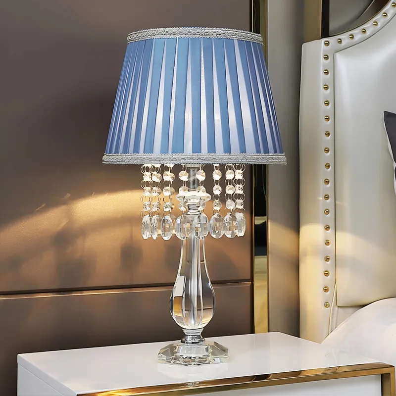 Fashion Crystal Table Lamp with Blue Lampshade — Sofary Lighting LED General Lighting 7.0W 