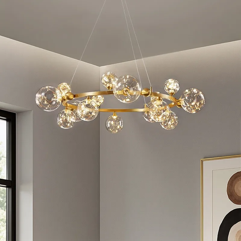 Gold Glass Globe Chandelier — Sofary Lighting LED Pendant Lights 45.0W 