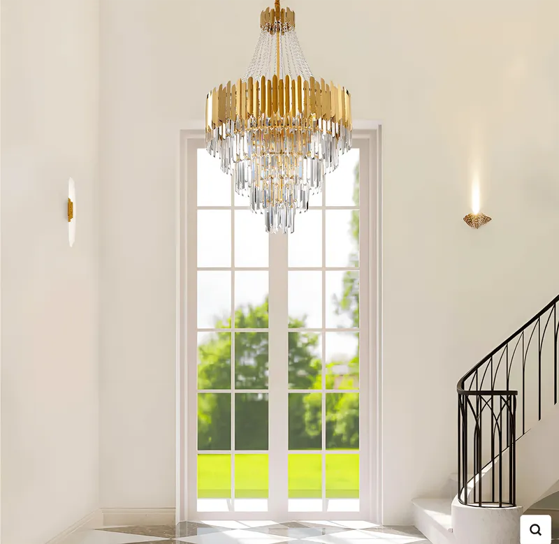 Golden Modern Luxury Crystal Chandelier For Foyer and Entryway — Sofary Lighting LED Pendant Lights 7.0W 