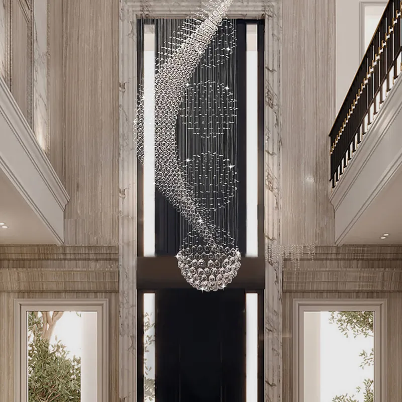 Wave Shaped Spiral Raindrop Crystal Chandelier — Sofary Lighting LED Pendant Lights 7.0W 