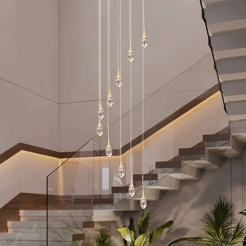 Modern Luxury Villa Loft Apartment Rotating Staircase Long Pendant — Sofary Lighting LED Pendant Lights  3000K